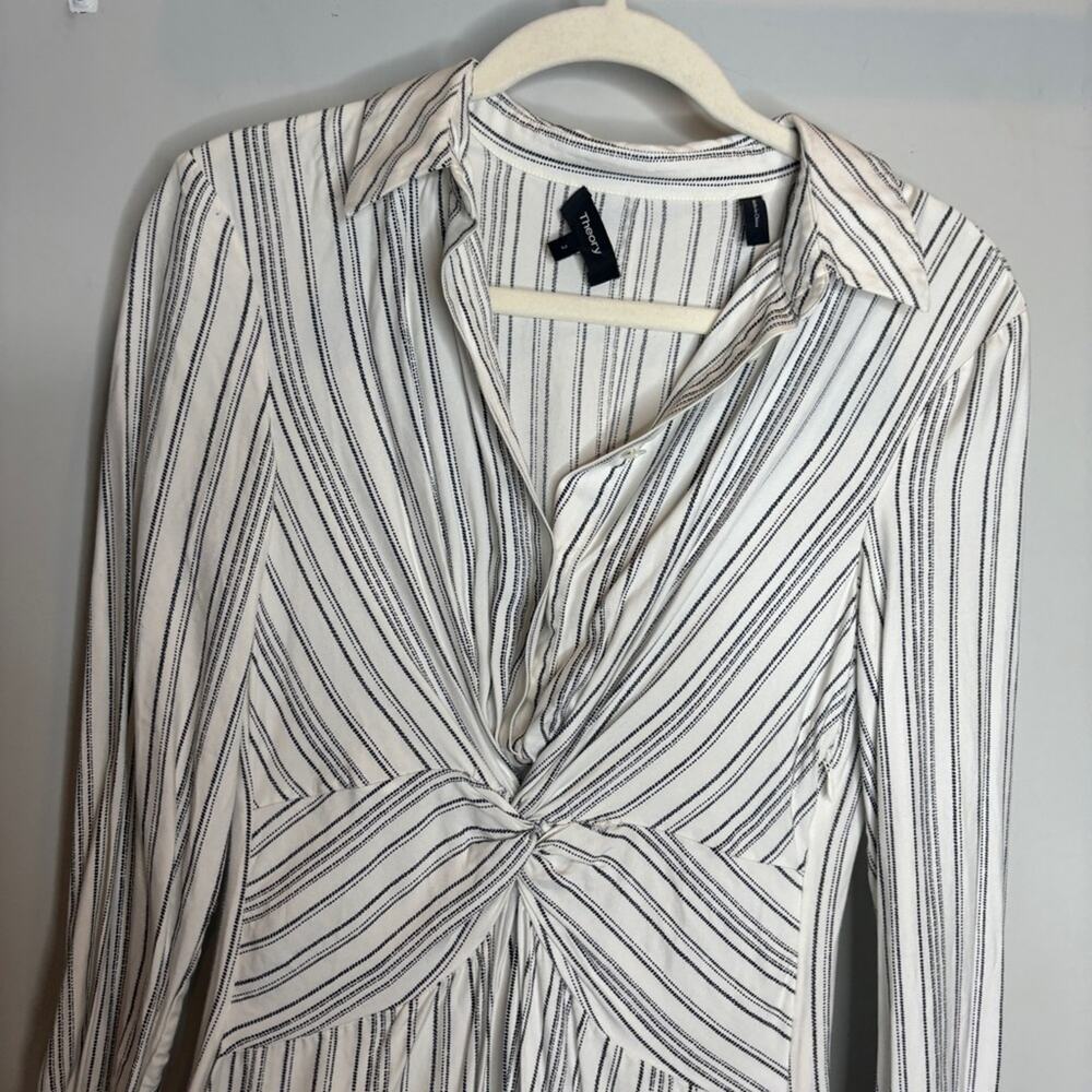 Theory Twist Front Shirtdress Silk Blend - Picture 4 of 10